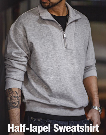 American Workwear Air Layer Half-Zip Spliced Men's Sweater - Harmony Gallery