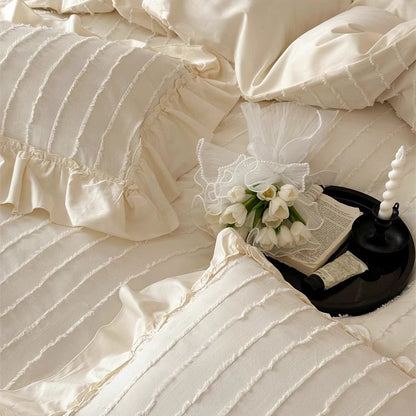French Girly Heart Cut Flowers Four-piece Pure Cotton Ruffled Bed Set - Harmony Gallery
