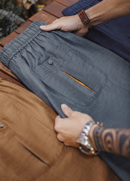 American Lyocell Faux Linen High-End Old-Money Thin Summer Men's Shorts