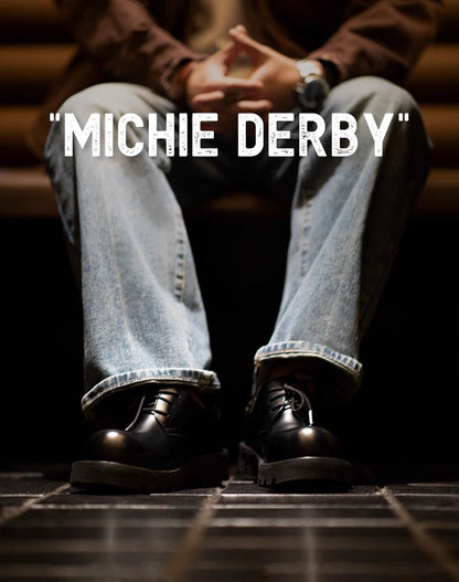 Mickey Derby Leather Round Toe Big Toe Men's Dress Shoes - Harmony Gallery