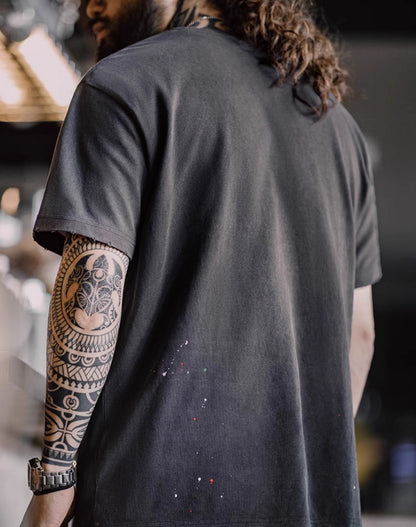 American Workwear Retro Destroyed Cut Ink Men's T-Shirt - Harmony Gallery