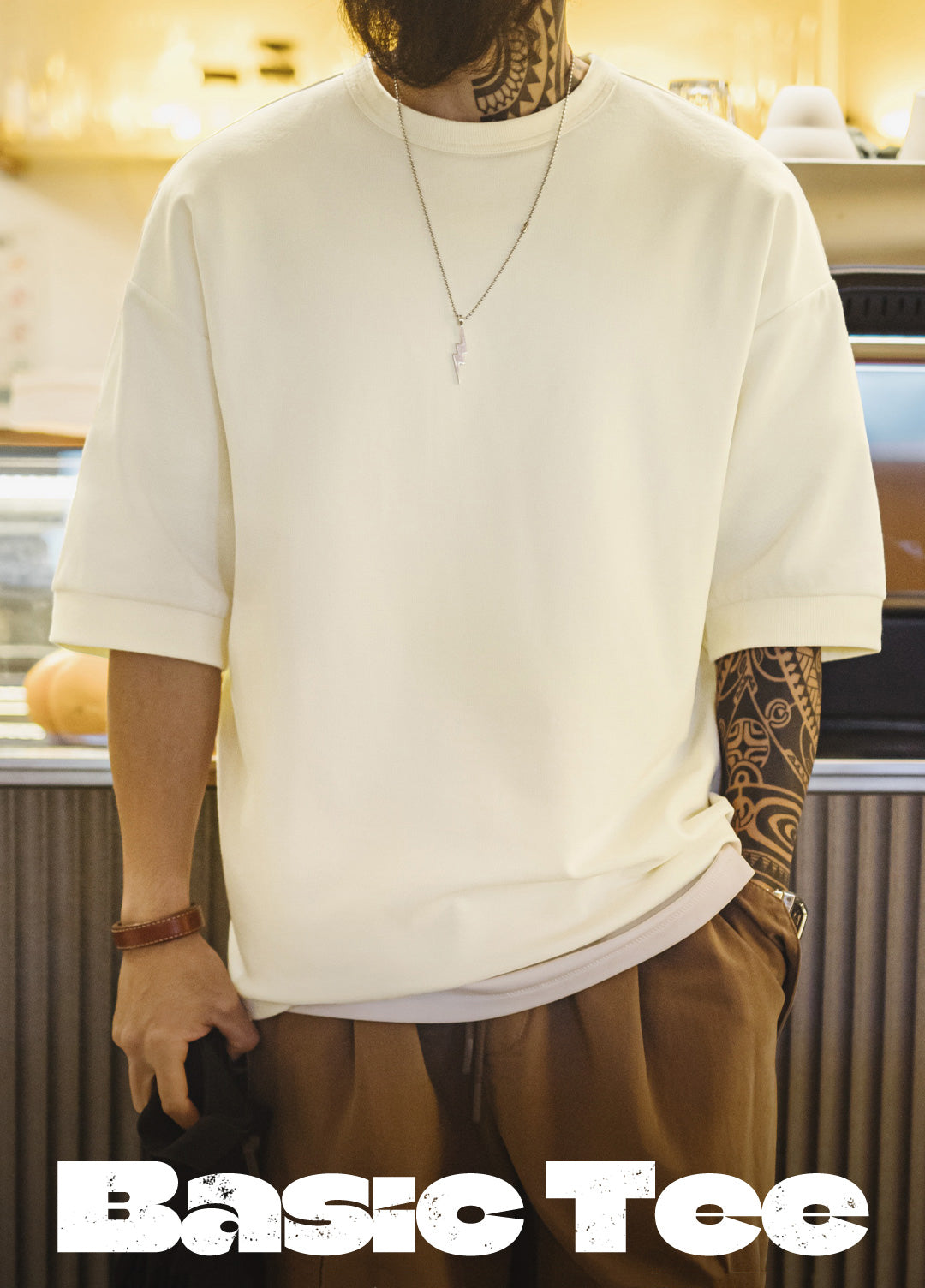 American Casual City Boy Drop Shoulder Half-Sleeved Oversized Men's T-Shirt - Harmony Gallery