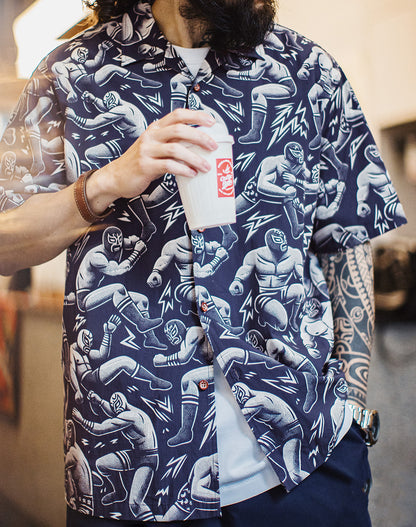 American Workwear Retro Full Print Cuban Collar Loose Hawaiian Men's Shirt - Harmony Gallery