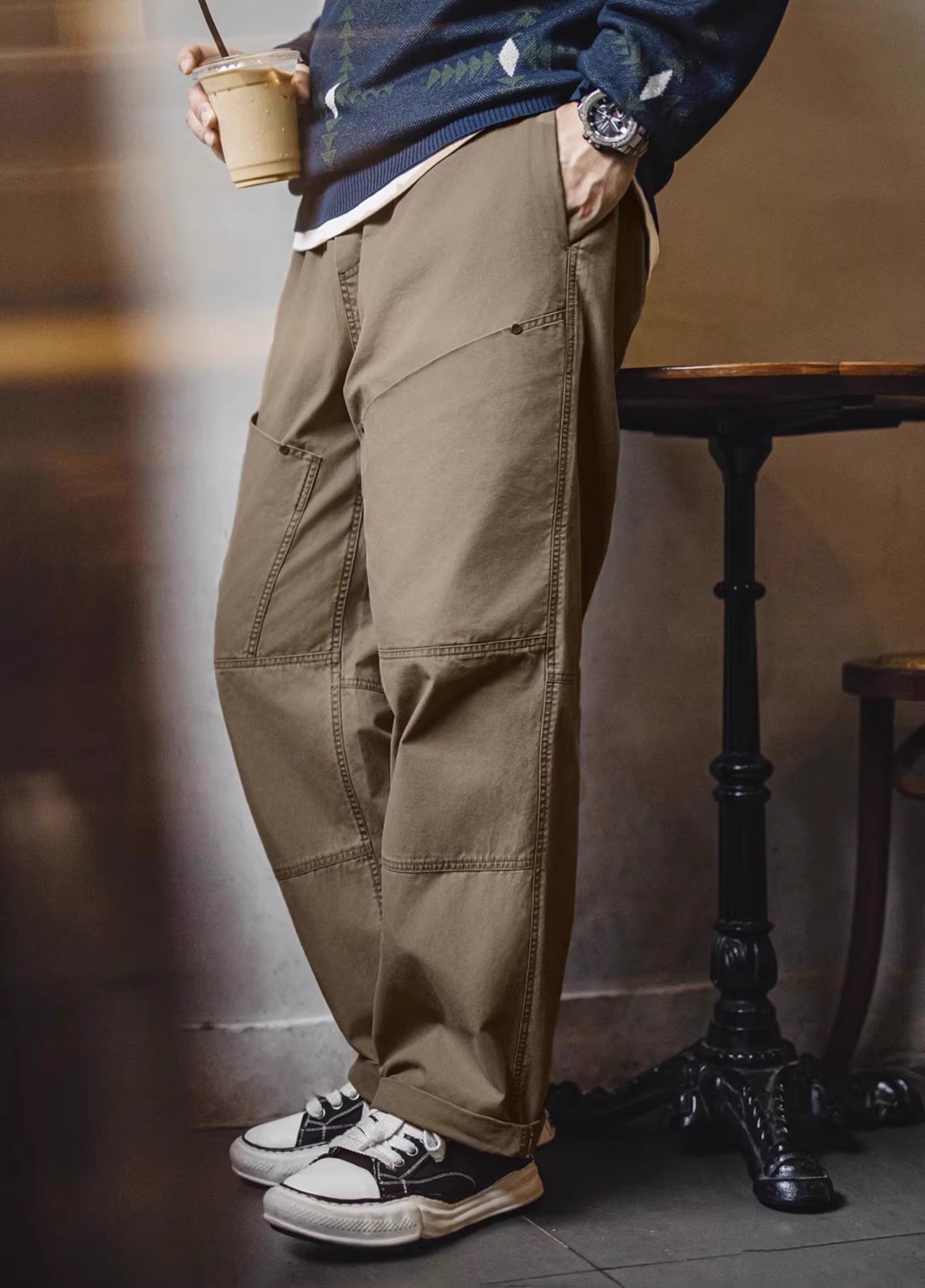 American Retro Large Pocket Vibe Loose Elastic Waist Men's Trousers - Harmony Gallery