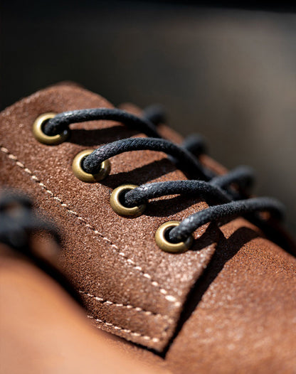 American Retro Chestnut Derby Big Head Work Heightening Men's Dress Shoes - Harmony Gallery