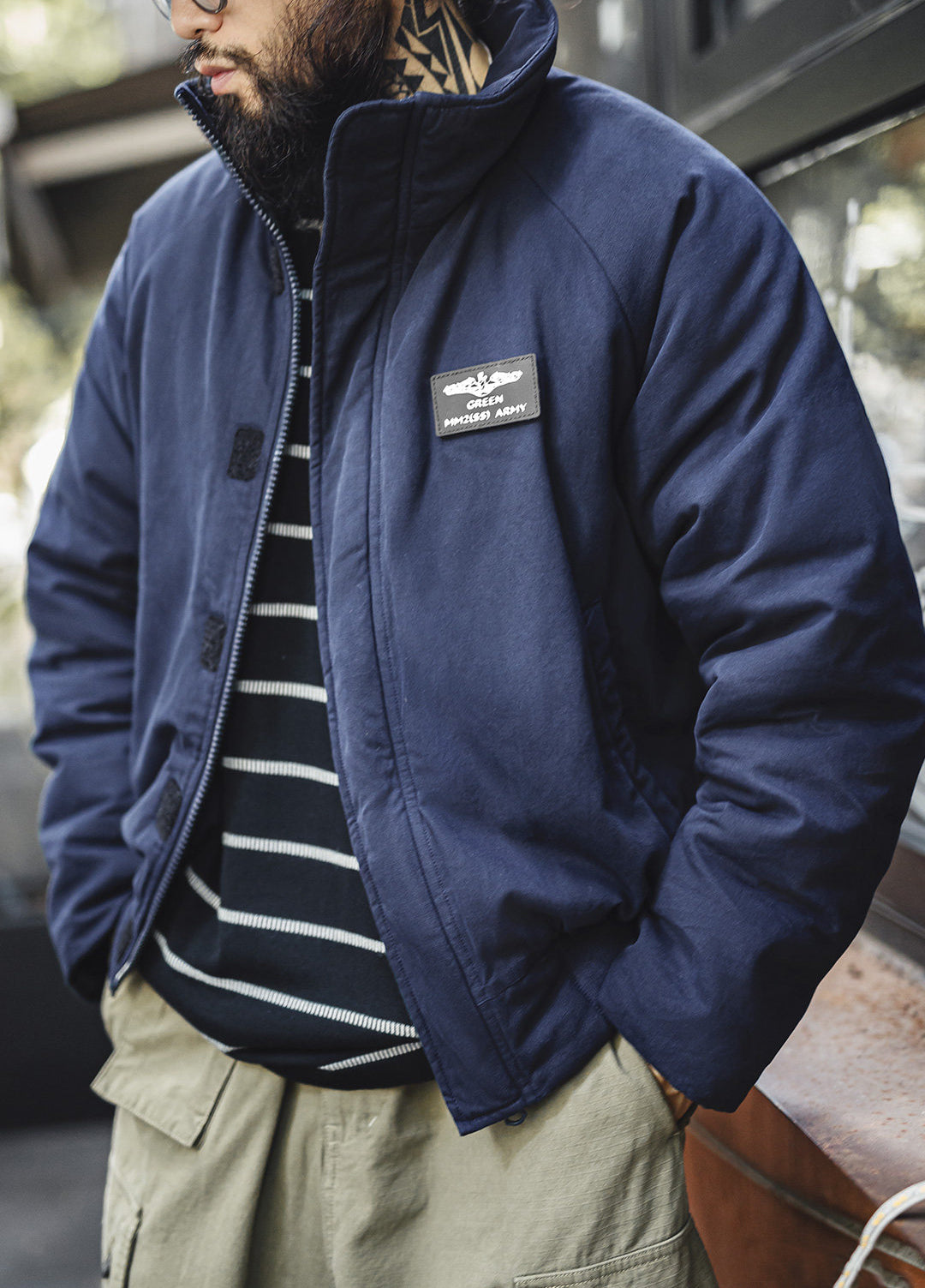 American Retro Cotton Thickened Warm Short Raglan Sleeve Men's Jacket - Harmony Gallery