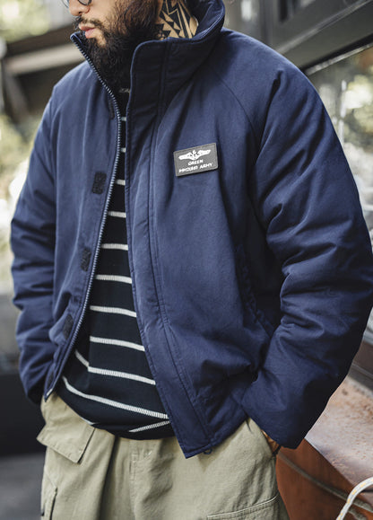 American Retro Cotton Thickened Warm Short Raglan Sleeve Men's Jacket - Harmony Gallery