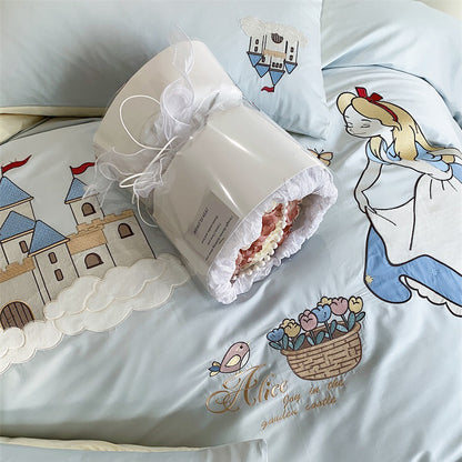 Girls Alice Dream Garden Long-Staple Seven-Piece Pure Cotton Bed Set - Harmony Gallery