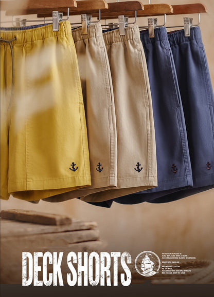 American Retro Anchor Embroidery Flowy Basic Old Money Men's Shorts