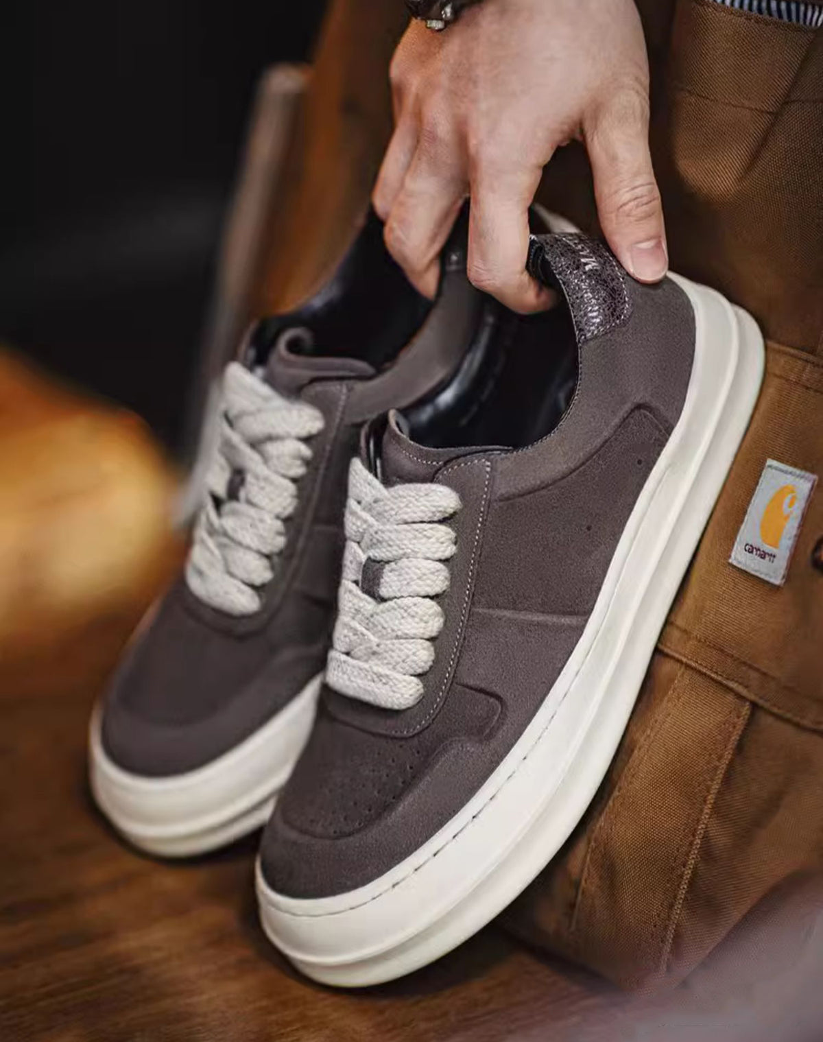 American Retro Leather Thick-Soled Low-Top Height-Enhancing Men's Casual Shoes - Harmony Gallery