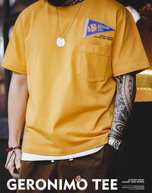 American Retro Embroidery Contrasting Letters Men's T-Shirt - Harmony Gallery