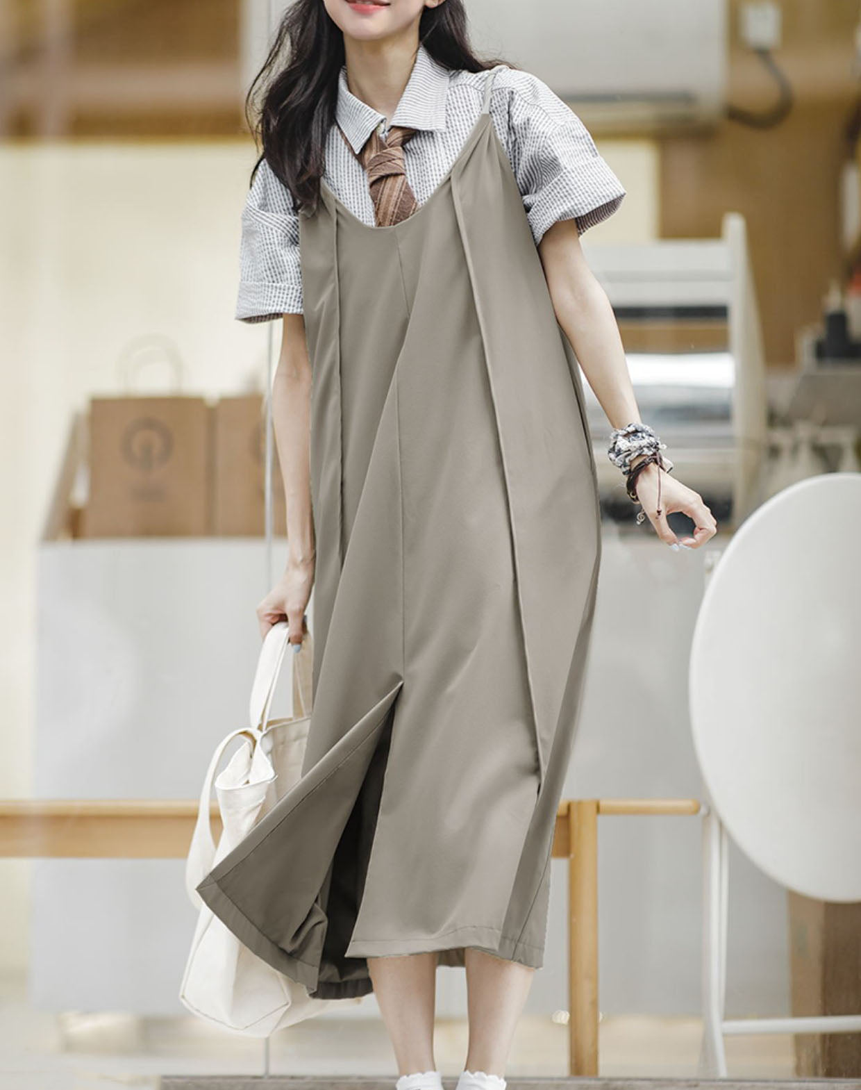 Casual Drape Long Skirt Color Tank Lazy Loose Women's Dress - Harmony Gallery