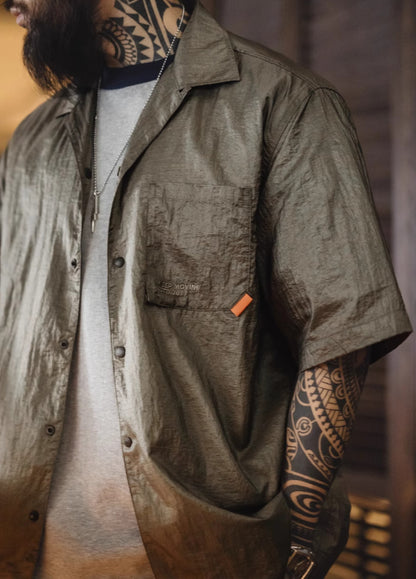 American Mountain Outdoor Cuban Collar Textured Light Breathable Men's Shirt - Harmony Gallery