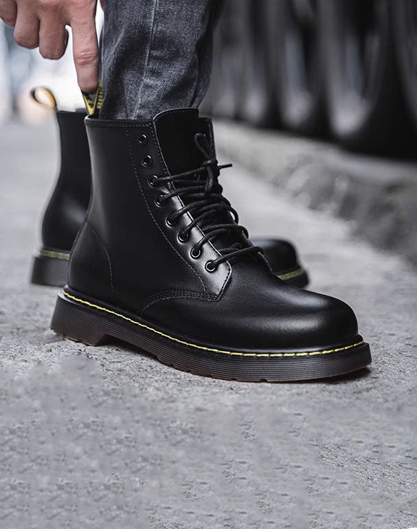British Retro High-Top Leather motorcycle Versatile Martin Men's Boot - Harmony Gallery
