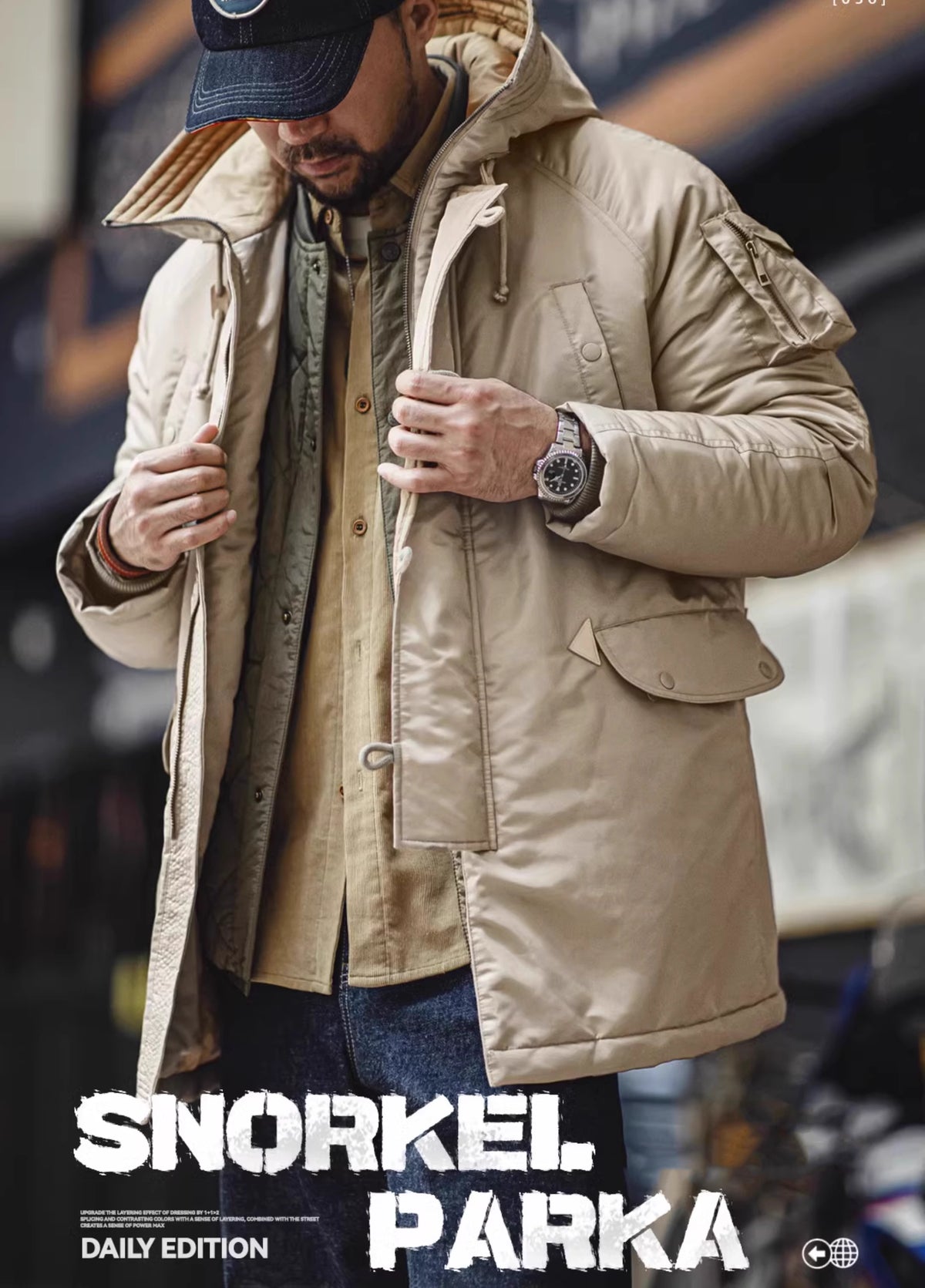 American N3B Pilot Cotton Military Thickened Mid-Length Keep Warm Men's Jacket - Harmony Gallery