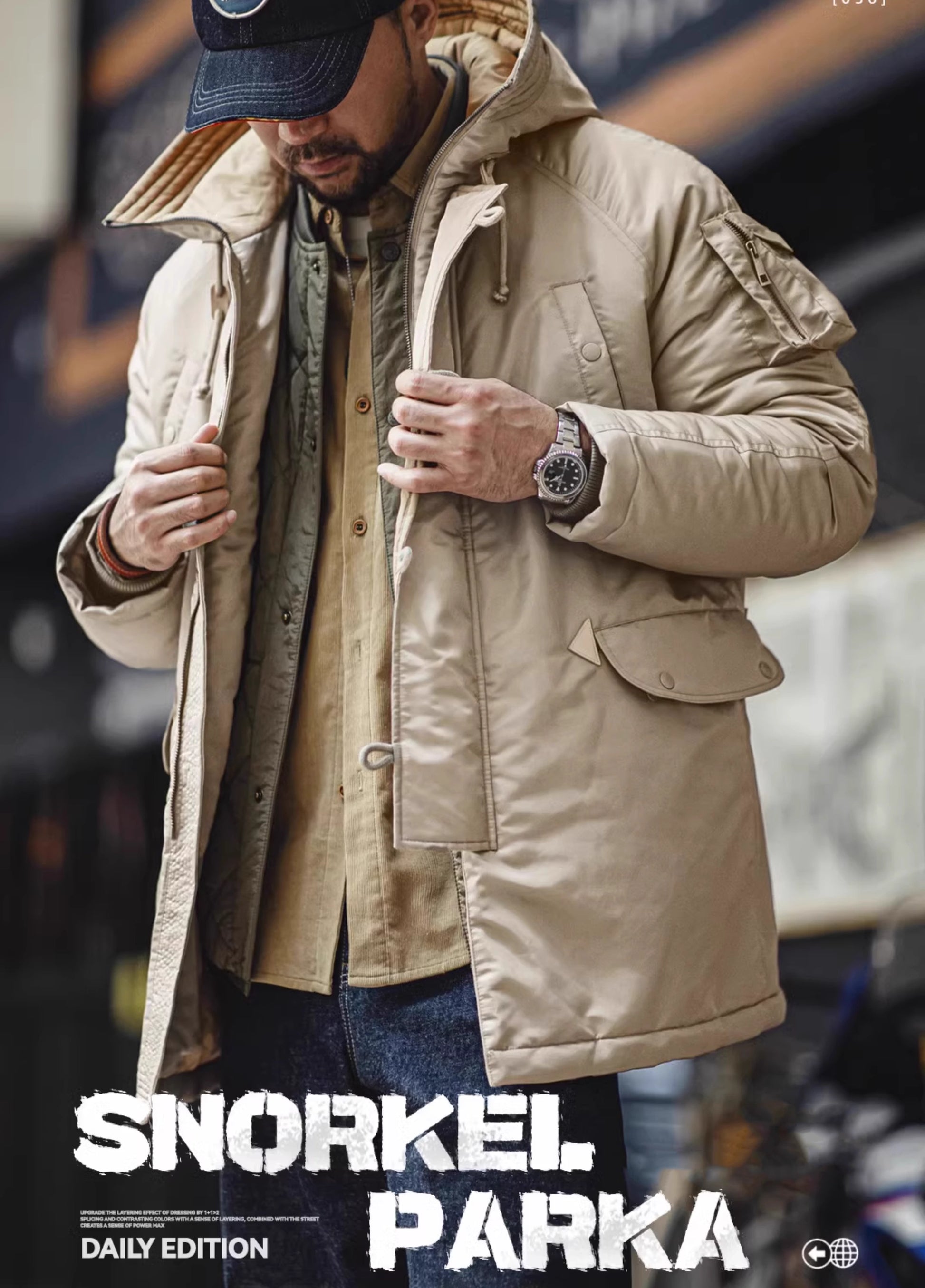 American N3B Pilot Cotton Military Thickened Mid-Length Keep Warm Men's Jacket - Harmony Gallery