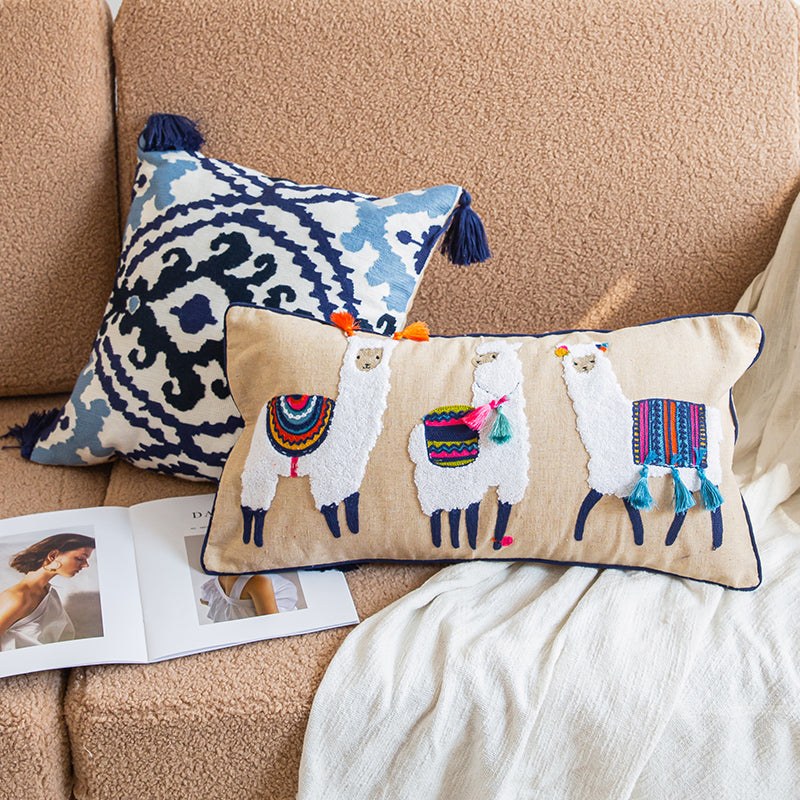 Vibrant Boho Fiesta Colorful Pom-Pom Embroidered Decorative Throw Pillows - Harmony Gallery
