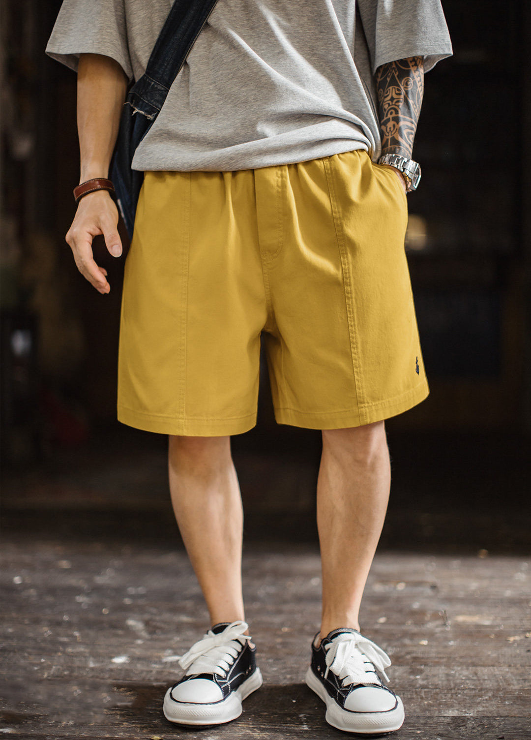 American Retro Anchor Embroidery Flowy Basic Old Money Men's Shorts