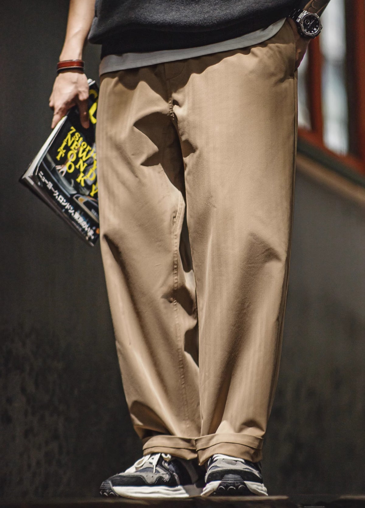 American Herringbone Easy Pants Clean Fit Straight Tapered Men's Trousers - Harmony Gallery