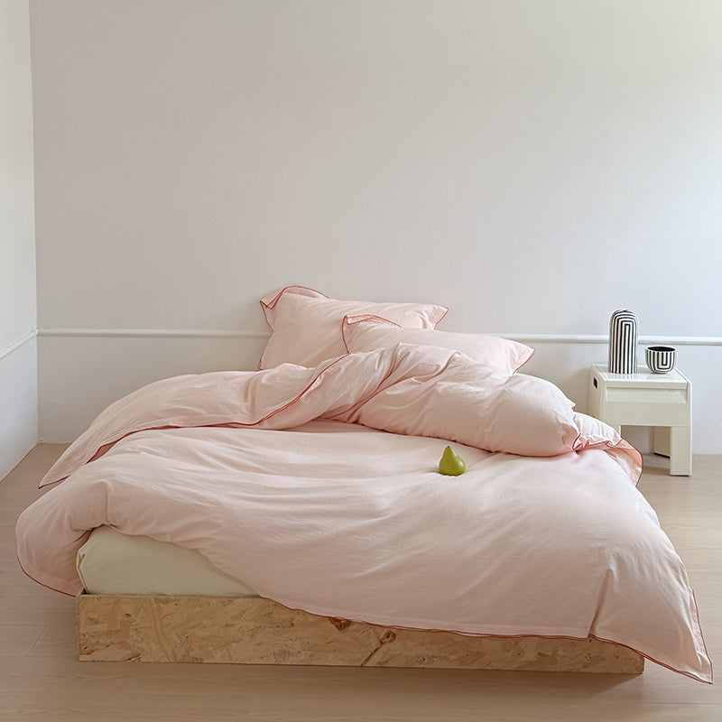 Nordic Solid Color Washed Four-Piece Pure Cotton Suitable For All Seasons Bed Set - Harmony Gallery