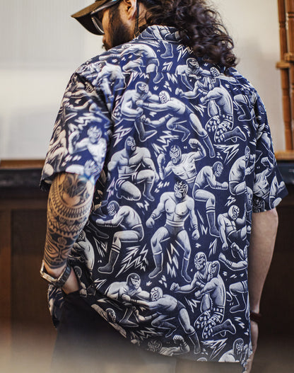 American Workwear Retro Full Print Cuban Collar Loose Hawaiian Men's Shirt - Harmony Gallery