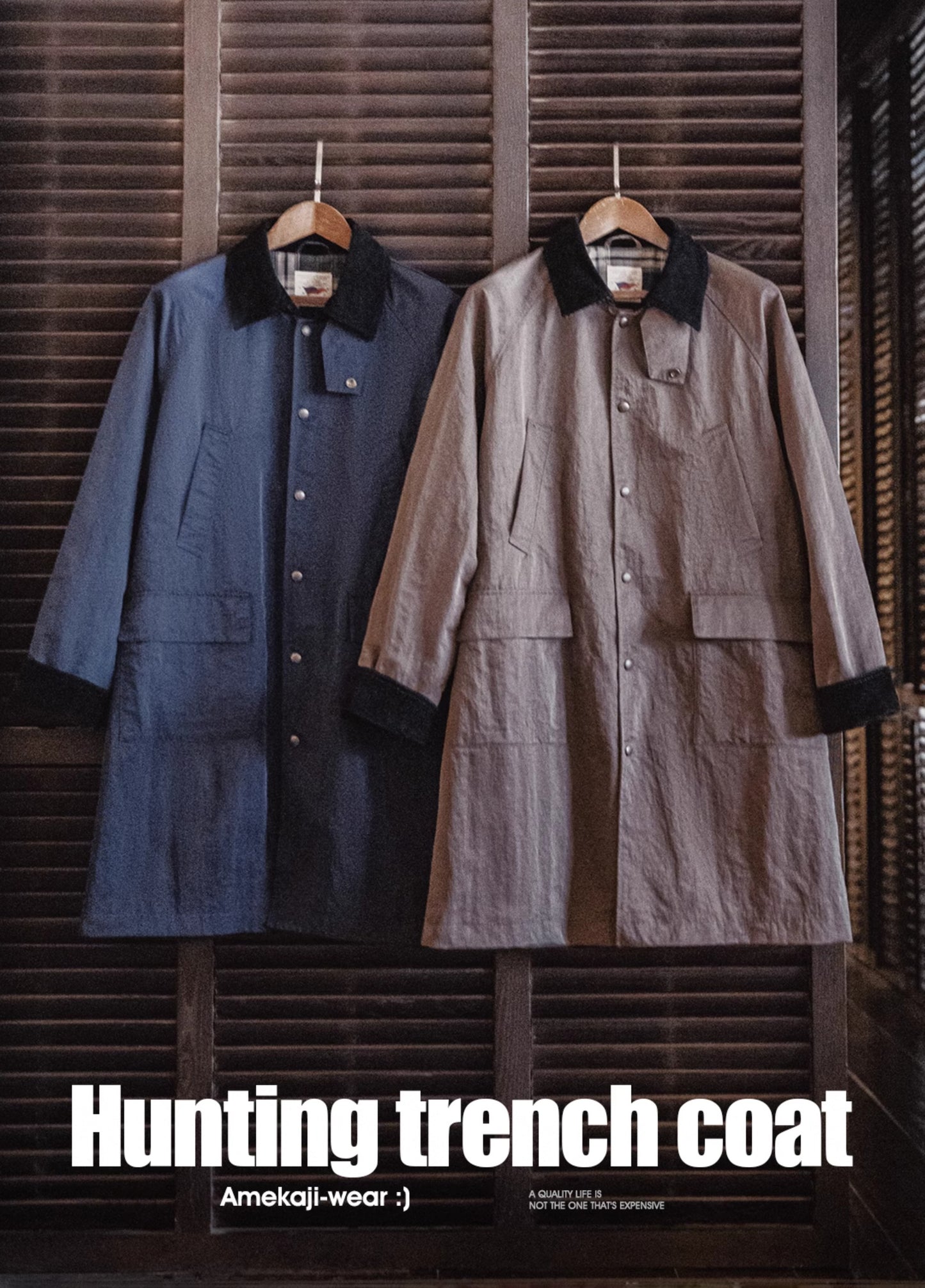 American Retro Oversize Hunting Windbreaker Mid-Length Men's Jacket - Harmony Gallery