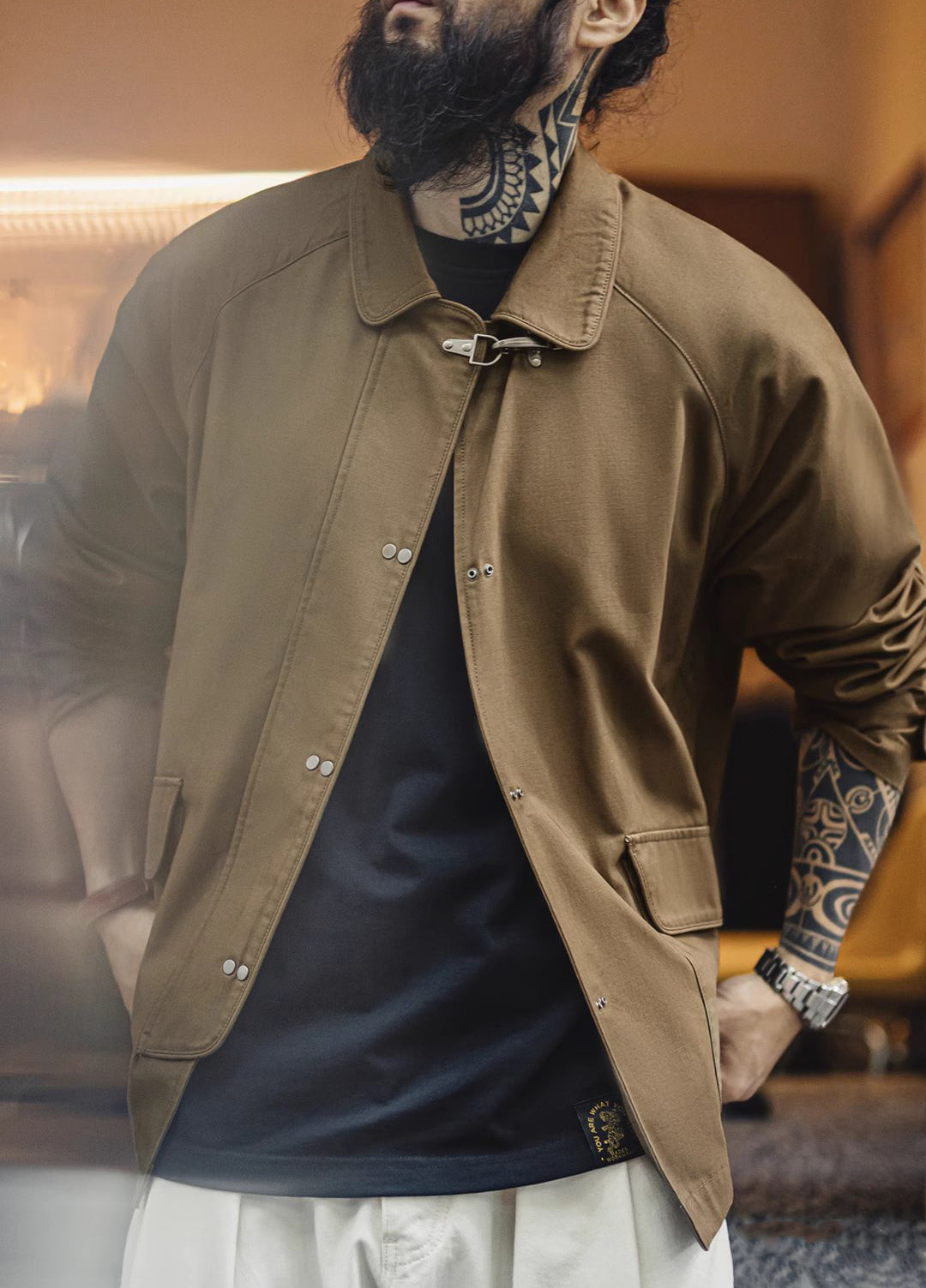 American Retro Fire Button Heavy Coat Cotton Canvas Men's Jacket - Harmony Gallery