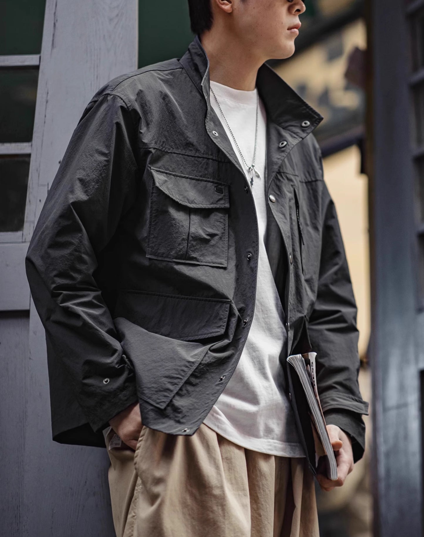 American Workwear Four-Pocket Waterproof Lapel Men's Jacket - Harmony Gallery