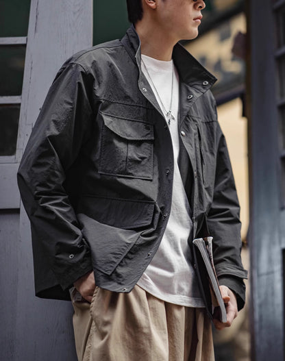 American Workwear Four-Pocket Waterproof Lapel Men's Jacket - Harmony Gallery