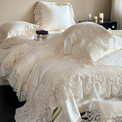 French Princess Romantic Lace Long-Staple Cotton Four-Piece Bed Set - Harmony Gallery