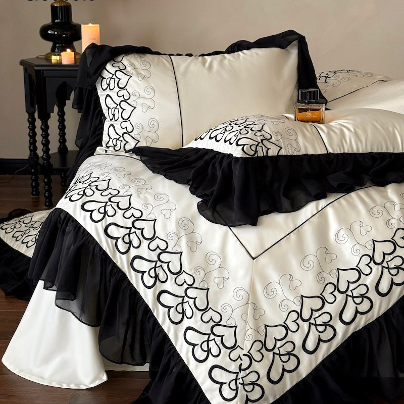 French Love Lace Cotton Four-Piece Heat Storage And Warmth Bed Set - Harmony Gallery