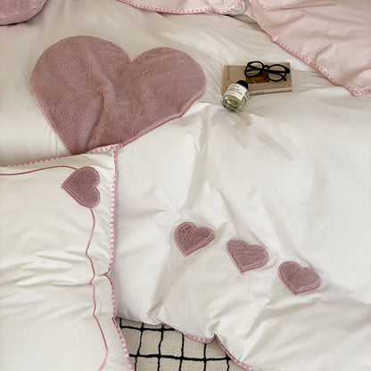 Girls Love Fall And Winter Thickened Brushed Four-piece Pure Cotton Bed Set - Harmony Gallery