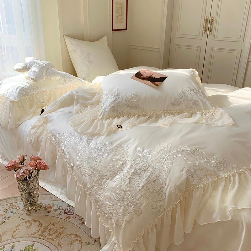 French Romantic Lace Princess Soft Cotton Four-Piece Bed Set - Harmony Gallery