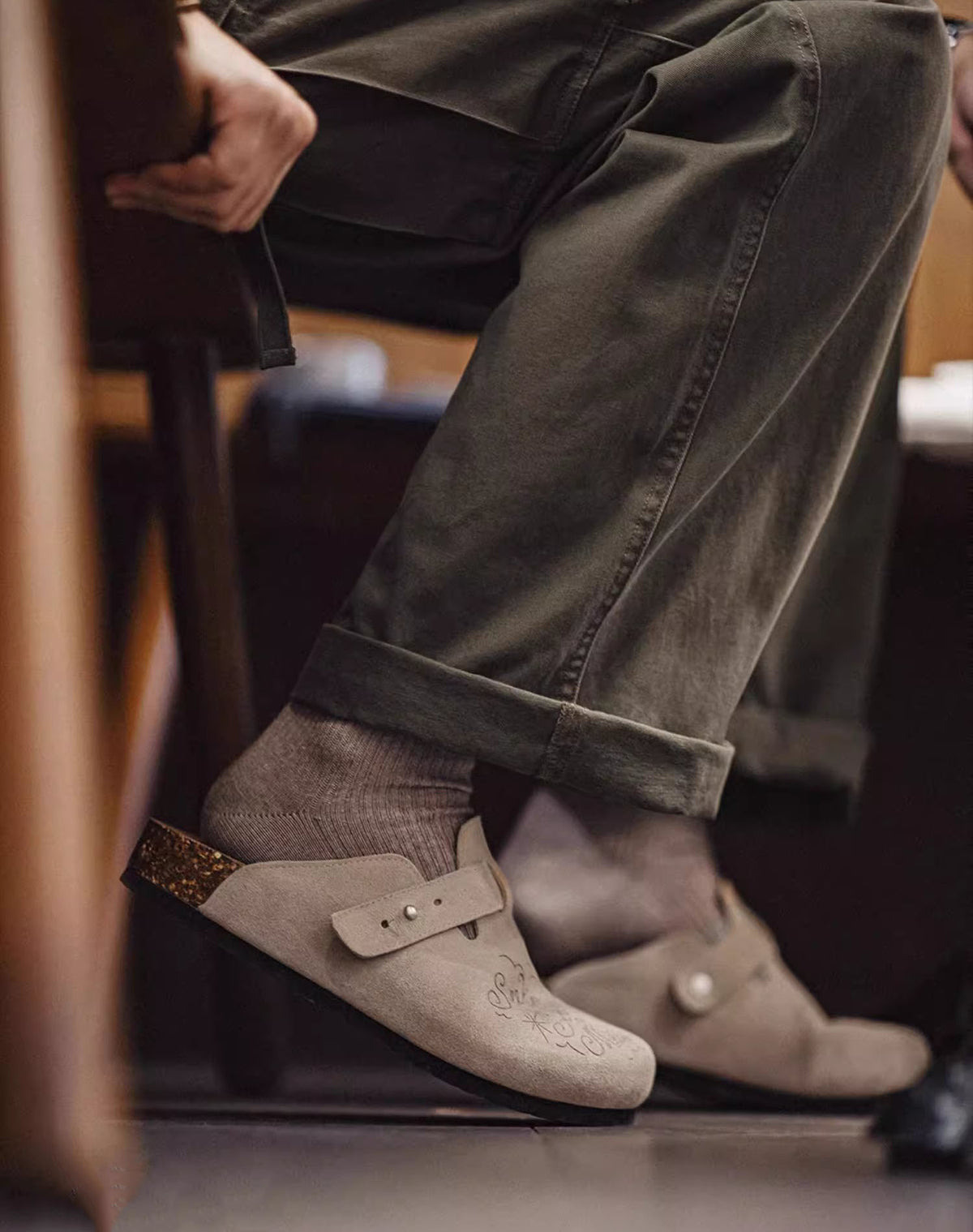 Illustration Of Mules And Half-Slippers Outerwear Cork Leather Unisex Sandal - Harmony Gallery