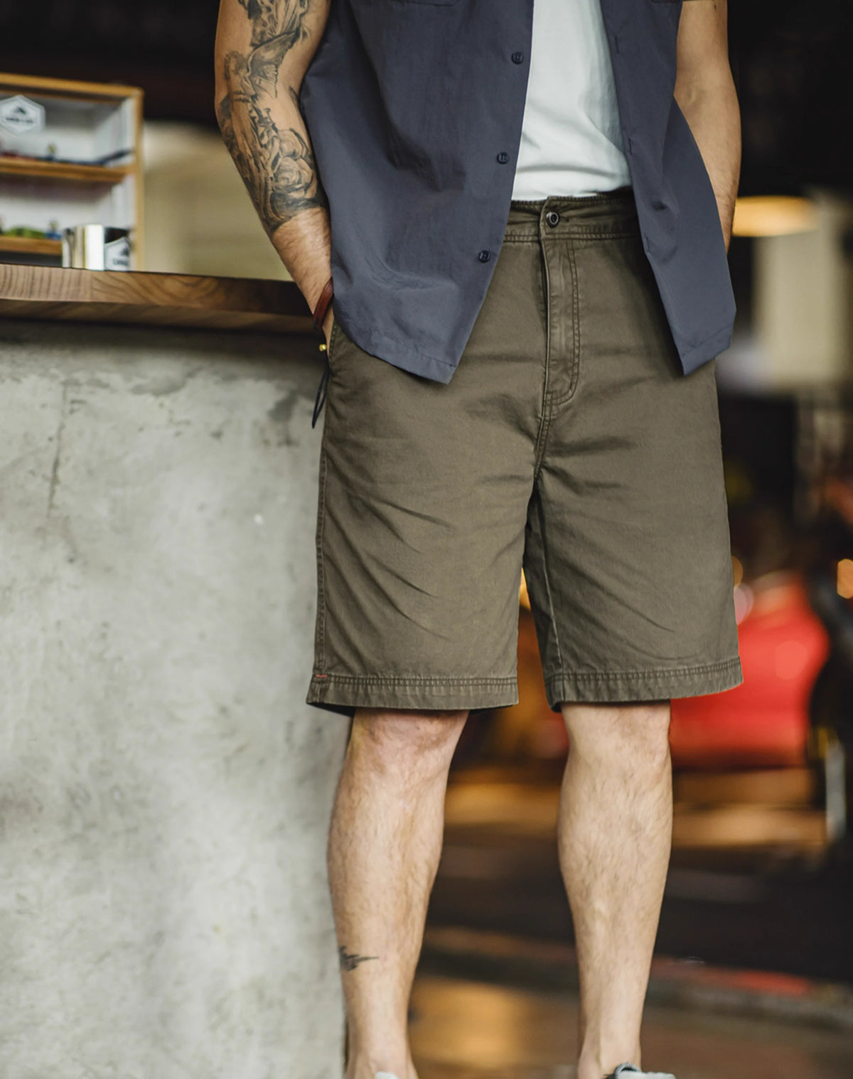 American Retro Chino M51 Belt Pure Cotton Five-Fifth Men's Shorts - Harmony Gallery