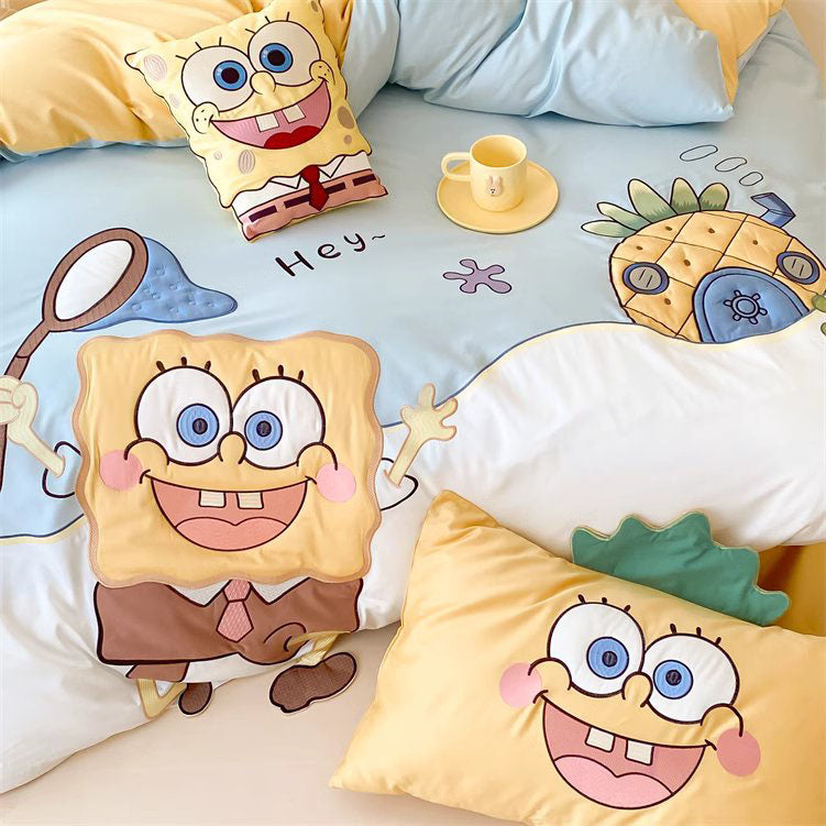Cute SpongeBob SquarePants Pure Cotton Four-Piece Bed Set - Harmony Gallery