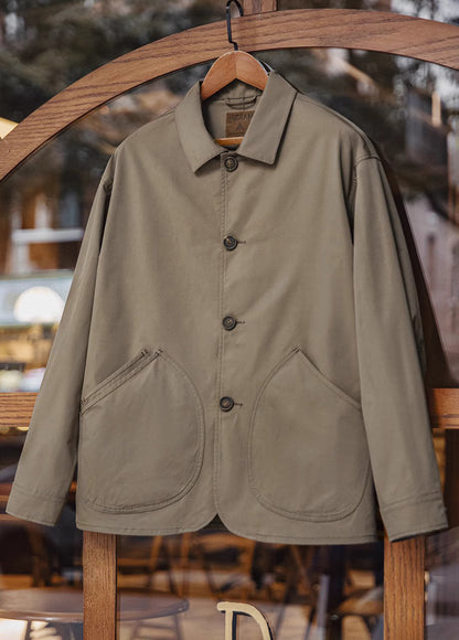 French Retro Oblique Pocket Thin Woven Lapel Silhouette Men's Jacket - Harmony Gallery