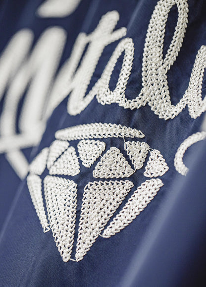 American Retro Navy Blue Embroidered Letter Wear Outside Men's Jacket - Harmony Gallery