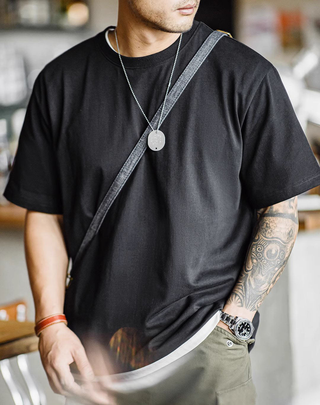 American Workwear Retro Heavy Embroidered Men's T-Shirt - Harmony Gallery