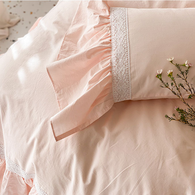 Princess Lotus Leaf Lace Soft Pure Cotton Washed Seven-Piece Bed Set - Harmony Gallery