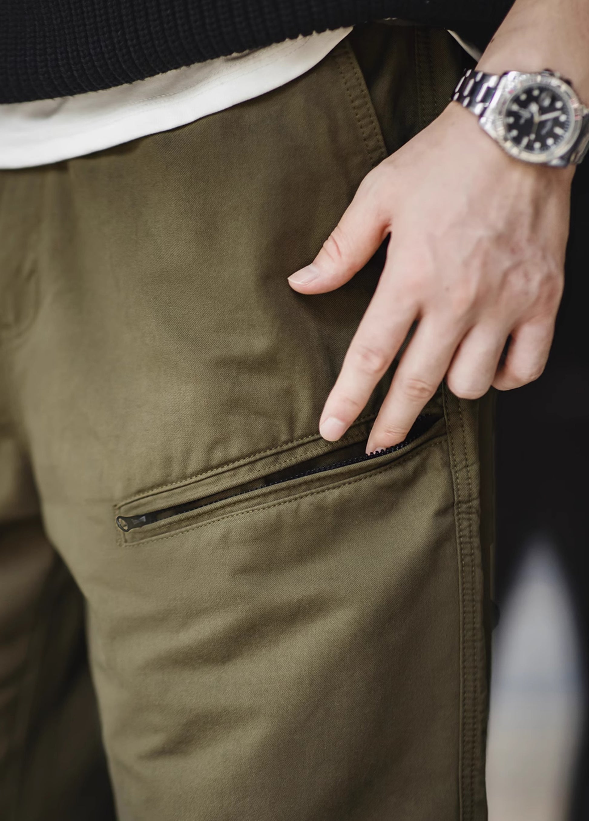 American Retro Double Pleated Parachute Cotton Drawstring Men's Trousers - Harmony Gallery