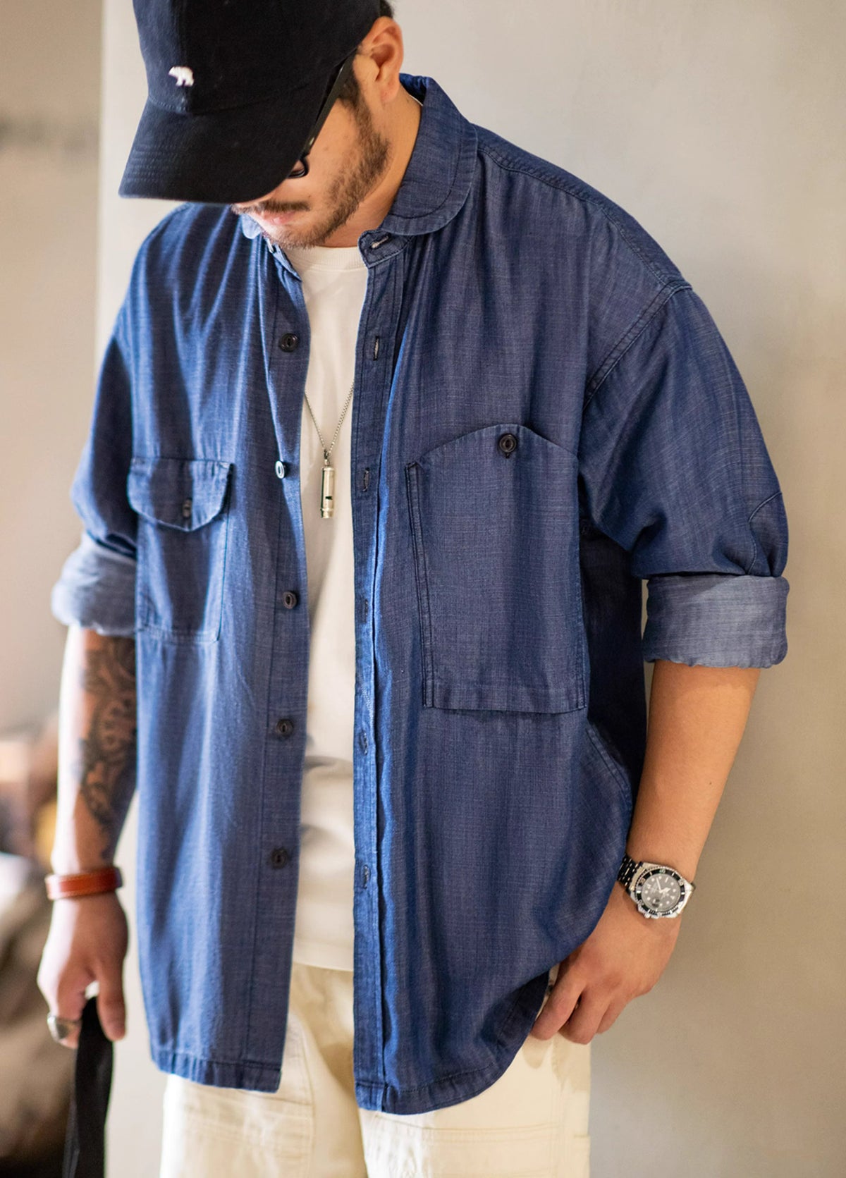 American Workwear Retro Tencel Denim Lyocell Men's Shirt - Harmony Gallery