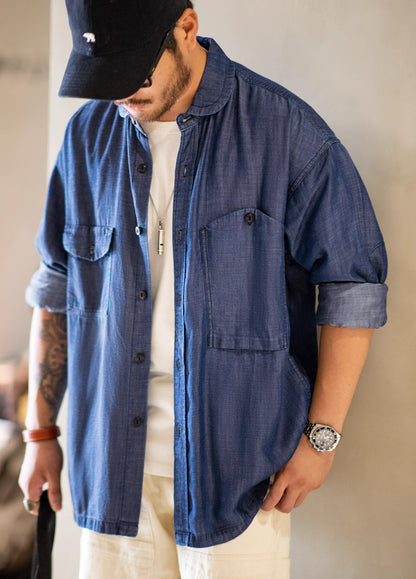 American Workwear Retro Tencel Denim Lyocell Men's Shirt - Harmony Gallery