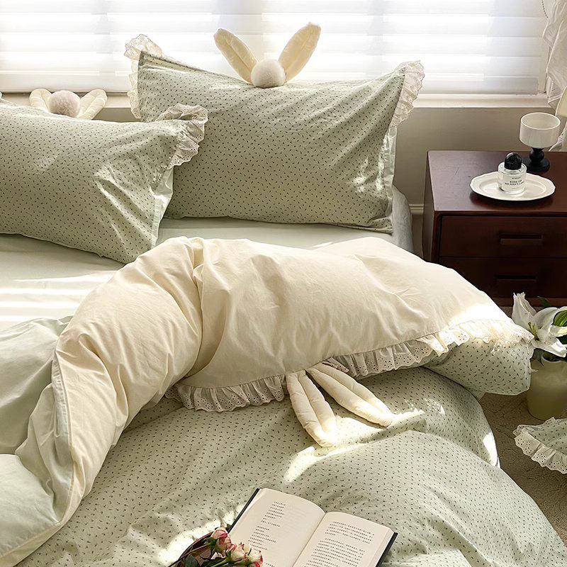 French Princess Floral Heart Cotton Four-Piece Bed Set - Harmony Gallery