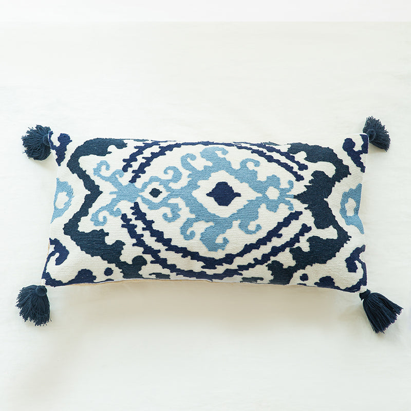 Vibrant Boho Fiesta Colorful Pom-Pom Embroidered Decorative Throw Pillows - Harmony Gallery