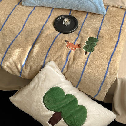Winter Wool Forest Fox Thickened Rabbit Warm Four-Piece Bed Set - Harmony Gallery
