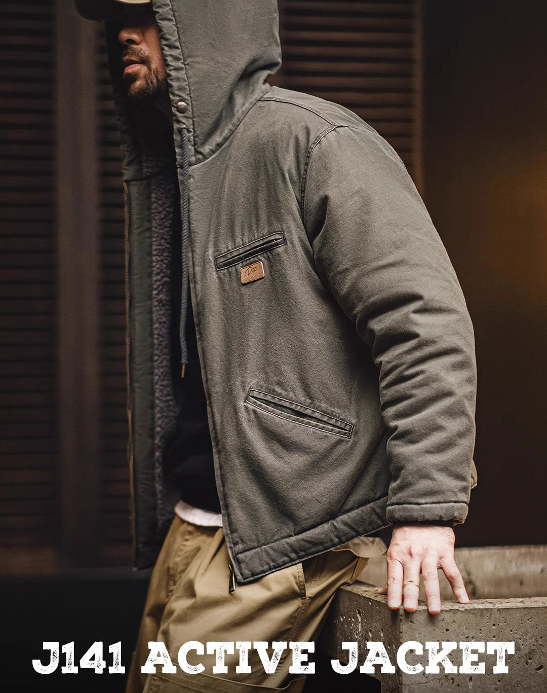 American Retro J141 Hooded Cotton Wool Velvet Warm Canvas Men's Jacket - Harmony Gallery
