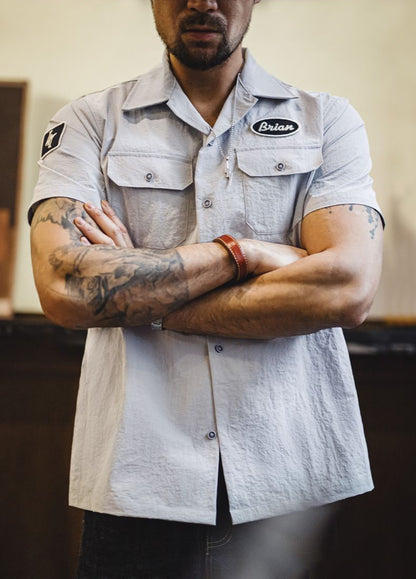 American Retro Speed And Passion Cuban Collar Tough Guy Men's Shirt - Harmony Gallery