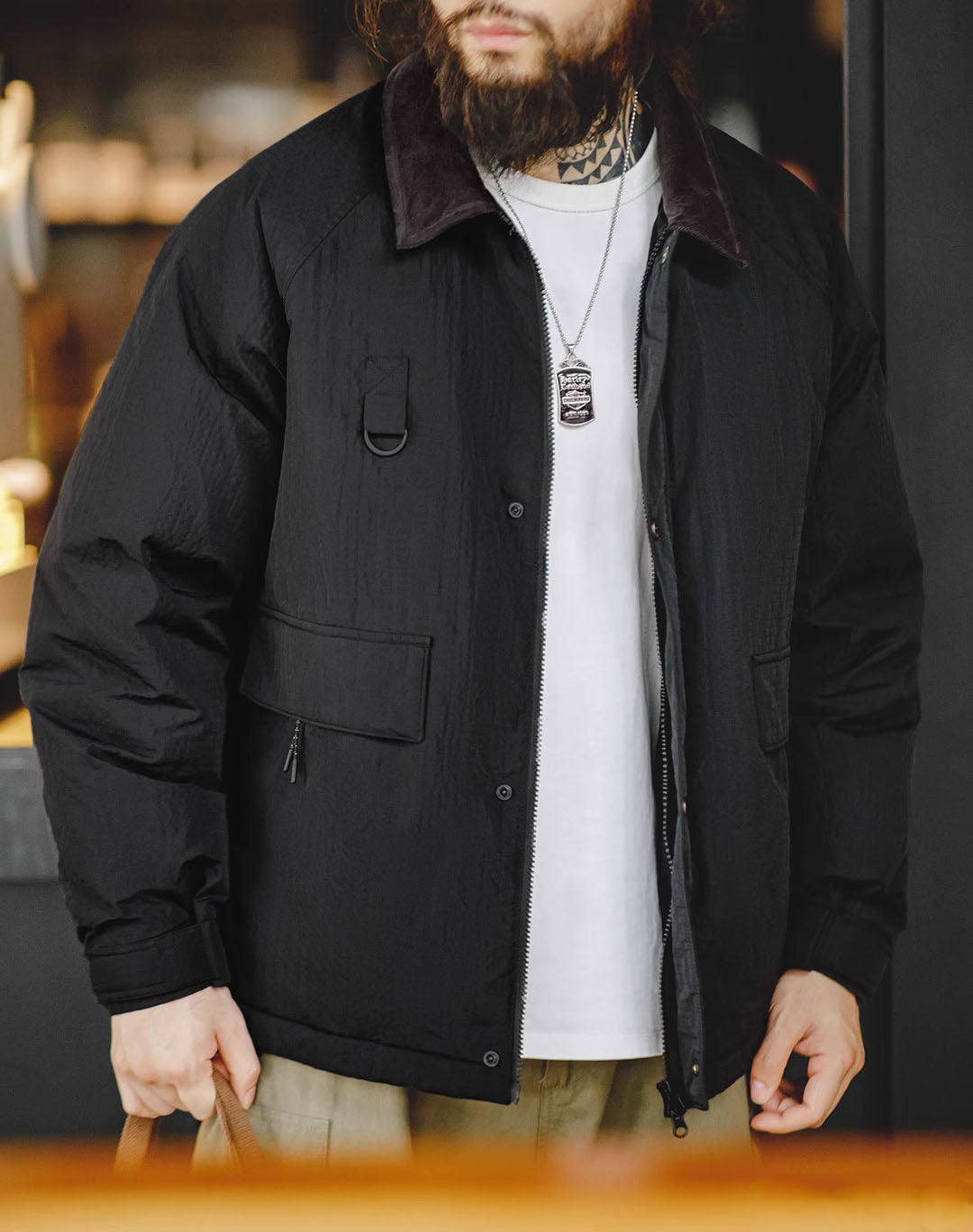 American Retro Spey 90 Lapel Warm Cotton Winter Men's Jacket - Harmony Gallery