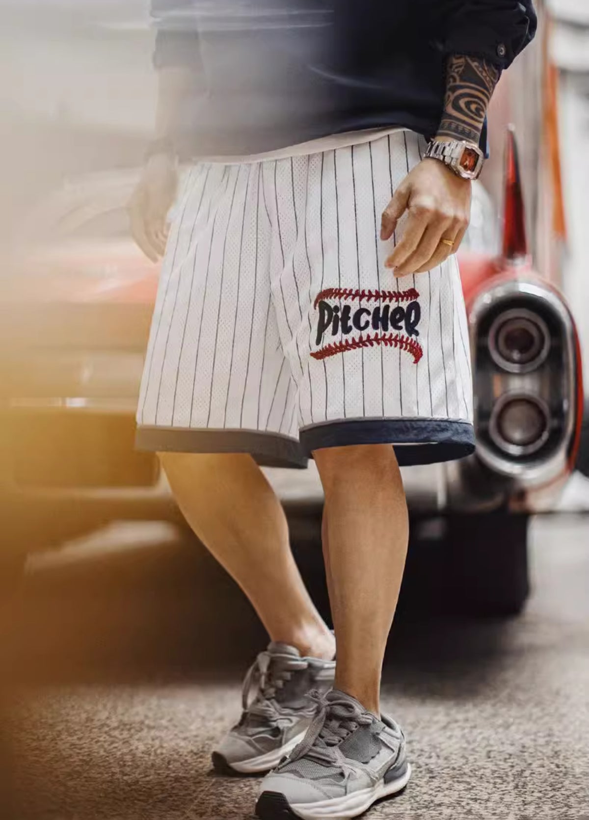 American Retro Basketball Mesh Loose Embroidered Baseball Men's Shorts - Harmony Gallery